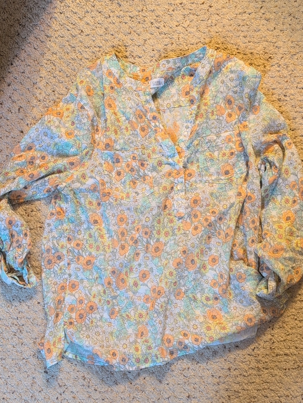 Carve Designs Floral Light Cotton Shirt Size M